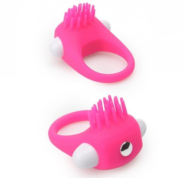 Эрекционное кольцо с щеточкой Lit-Up Silicone Stimu Ring 5, цвет: розовый