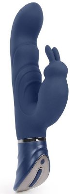 Вибромассажер-кролик с 9 режимами вибрации - 24 см, цвет: темно-синий