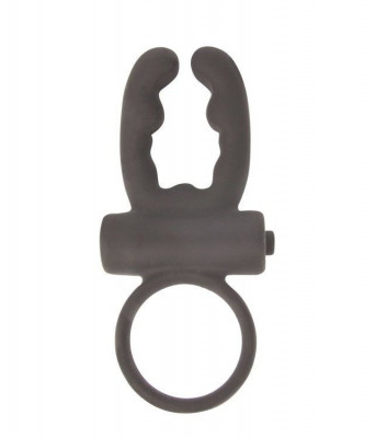 Эрекционное кольцо с вибрацией и рожками Sex Expert, цвет: черный