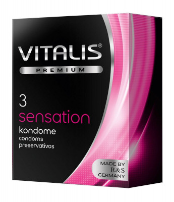 Презервативы с пупырышками и кольцами Vitalis Premium Sensation - 3 шт.