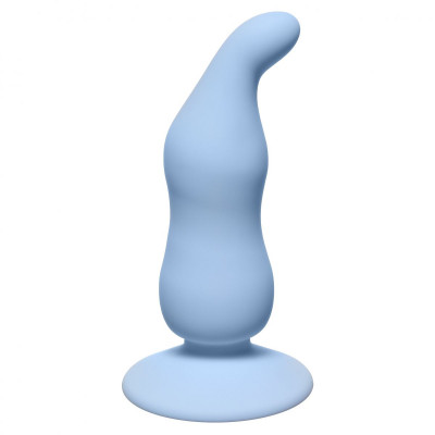 Анальная пробка Waved Anal Plug Blue, цвет: голубой - 11 см