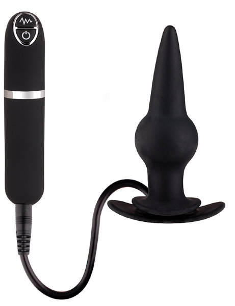 Вибровтулка Dash Butt Plug With Mini Controller III, цвет: черный - 9 см
