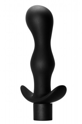 Фигурная анальная пробка с вибрацией Passion, цвет: черный - 14 см