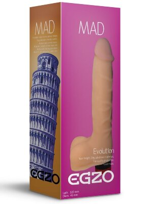 Реалистичный мультискоростной вибратор Mad Tower - 22,5 см, цвет: телесный
