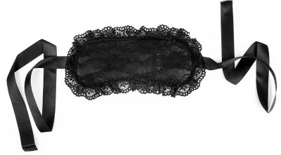 Кружевная маска с атласной лентой, цвет: черный