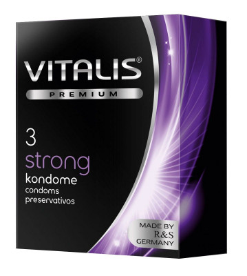 Презервативы с утолщенной стенкой Vitalis Premium Strong - 3 шт.