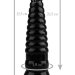 Черная рельефная коническая анальная втулка - 22,5 см.