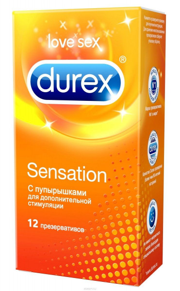 Презервативы Durex Sensation с точечной структурой - 12 шт.