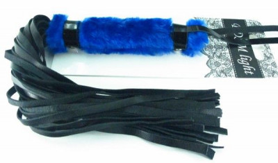Нежная плеть с синим мехом BDSM Light - 43 см