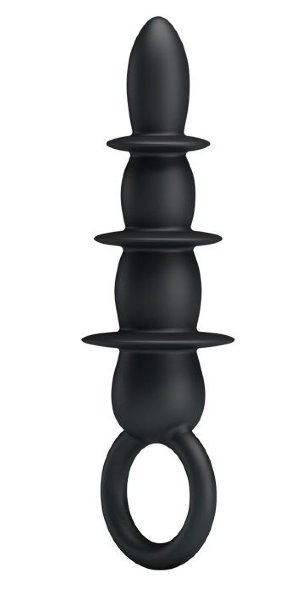 Анальная елочка с богатым рельефом - 13,2 см, цвет: черный