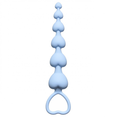 Анальная цепочка Heart s Beads Blue, цвет: голубой - 18 см