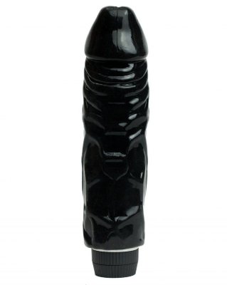 Вибратор-реалистик с венками - 22 см, цвет: черный