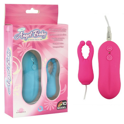 Вибростимулятор с усиками Angel Baby NIpple Cock clips, цвет: розовый