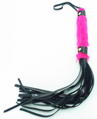 Плеть из лака с розовым мехом BDSM Light - 43 см