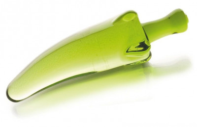 Анальный стимулятор из стекла в форме перчика, цвет: зеленый - 15,5 см