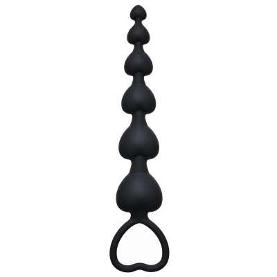 Анальная цепочка Heart s Beads Black, цвет: черный - 18 см