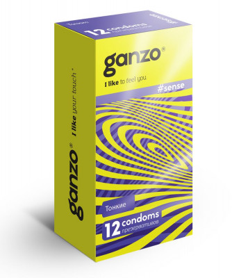 Тонкие презервативы Ganzo Sence для большей чувствительности - 12 шт.