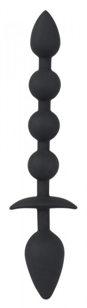 Анальная цепочка Black Velvets Plug & Beads, цвет: черный