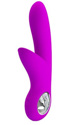 Вибратор Carol с клиторальной щеточкой - 19 см, цвет: лиловый