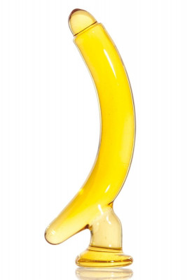 Стимулятор-банан из стекла, цвет: желтый - 16,5 см