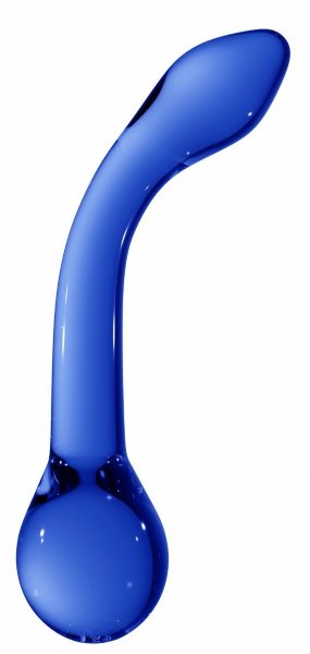 Стимулятор из стекла Chrystalino G-Rider - 18,3 см, цвет: синий
