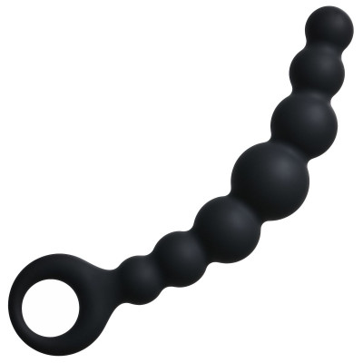 Упругая анальная цепочка Flexible Wand, цвет: черный - 18 см