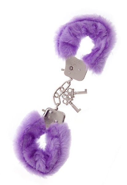 Меховые наручники Metal Handcuff With Plush Lavender, цвет: фиолетовый