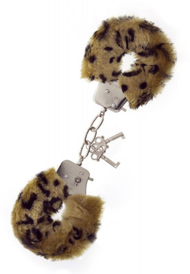 Наручники Metal Handcuff With Plush Leopard, цвет: леопардовый