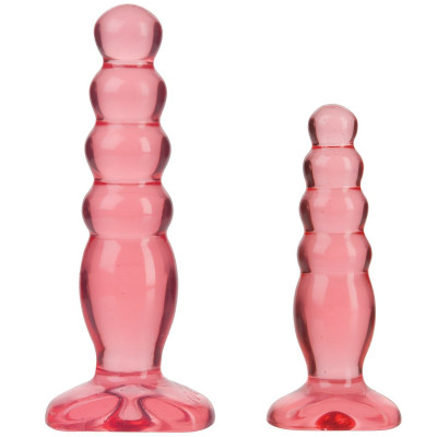 Набор из двух анальных втулок Doc Johnson Crystal Jellies Anal Trainer Kit, цвет: розовый