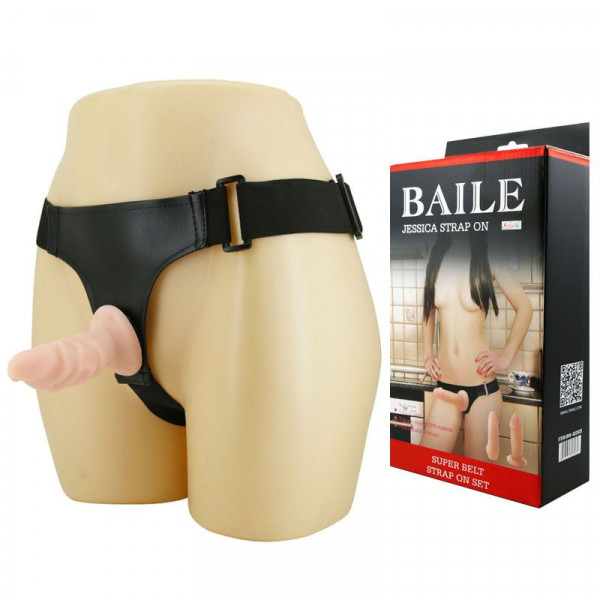 Страпон Baile Jessica Strap-On с двумя фаллическими насадками - 10 и 10,5 см