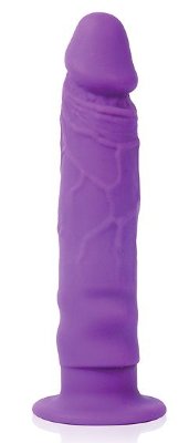 Реалистичный фаллоимитатор на присоске - 12 см, цвет: фиолетовый