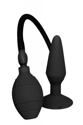 Анальная пробка Menzstuff Small Inflatable Plug с функцией расширения, цвет: черный - 12,5 см