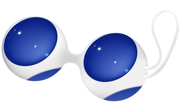 Стеклянные вагинальные шарики Ben Wa Large в белой оболочке, цвет: синий