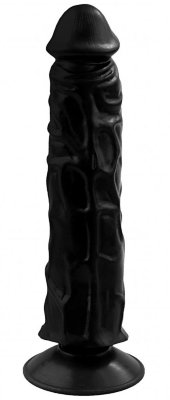 Гелевый фаллоимитатор на присоске №9 - 19,5 см, цвет: черный