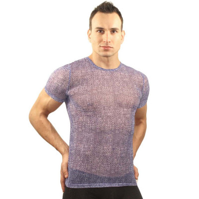 Облегающая футболка с рисунком-ячейками, цвет: фиолетовый
