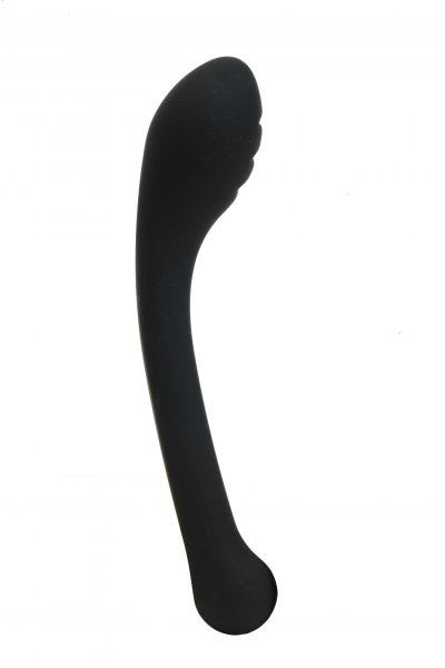 Фаллоимитатор с изогнутой головкой - 18 см, цвет: черный