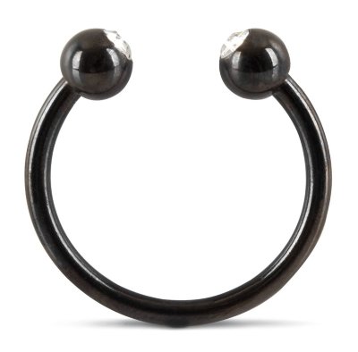 Металлическое кольцо под головку со стразами Glans Ring, цвет: черный