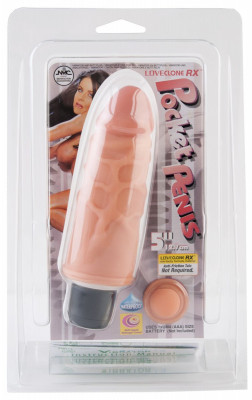 Вибромассажер Pocket Penis, цвет: телесный - 12,7 см