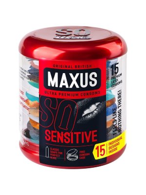 Ультратонкие презервативы в металлическом кейсе MAXUS Sensitive - 15 шт.