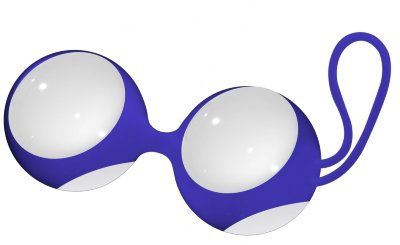 Стеклянные вагинальные шарики Ben Wa Large в синей оболочке, цвет: белый
