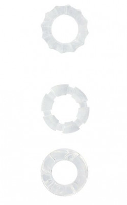 Набор из 3 эрекционных колец MENZSTUFF STRETCHY COCK RINGS, цвет: прозрачный