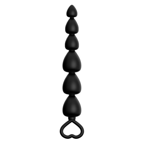 Анальная цепочка с 6 звеньями - 14,8 см, цвет: черный