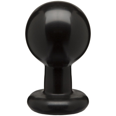 Анальная пробка Doc Johnson Round Butt Plug Large, цвет: черный - 12,1 см