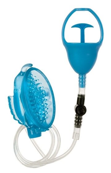 Клиторальная помпа с вибратором, цвет: голубой