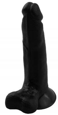 Гелевый фаллоимитатор на присоске №6 - 16,5 см, цвет: черный
