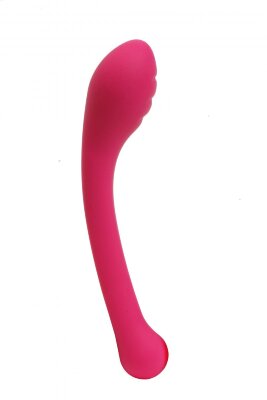Фаллоимитатор с изогнутой головкой - 18 см, цвет: ярко-розовый