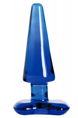 Стеклянная анальная втулка, цвет: синий - 11 см