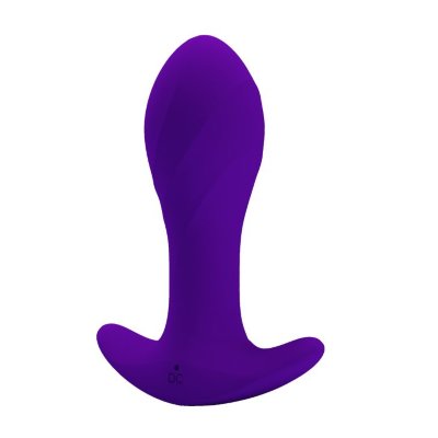 Фиолетовая анальная втулка с вибрацией - 10,5 см.
