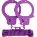 Наручники BONDX METAL CUFFS LOVE ROPE SET из листового металла в комплекте с веревкой, цвет: фиолетовый