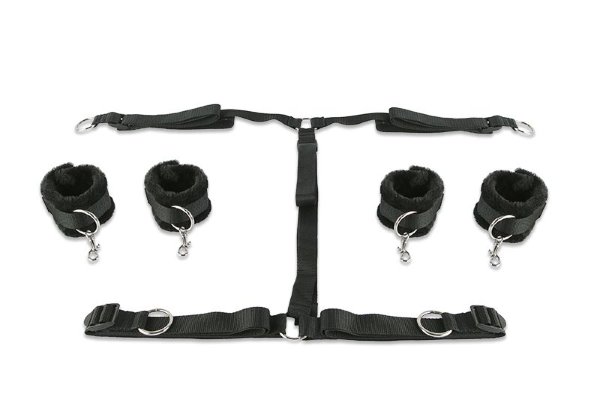 Набор фиксаторов для рук и ног с мягкой подкладкой, цвет: черный